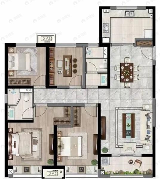 西安金辉城(西咸新区)4室2厅2卫户型图