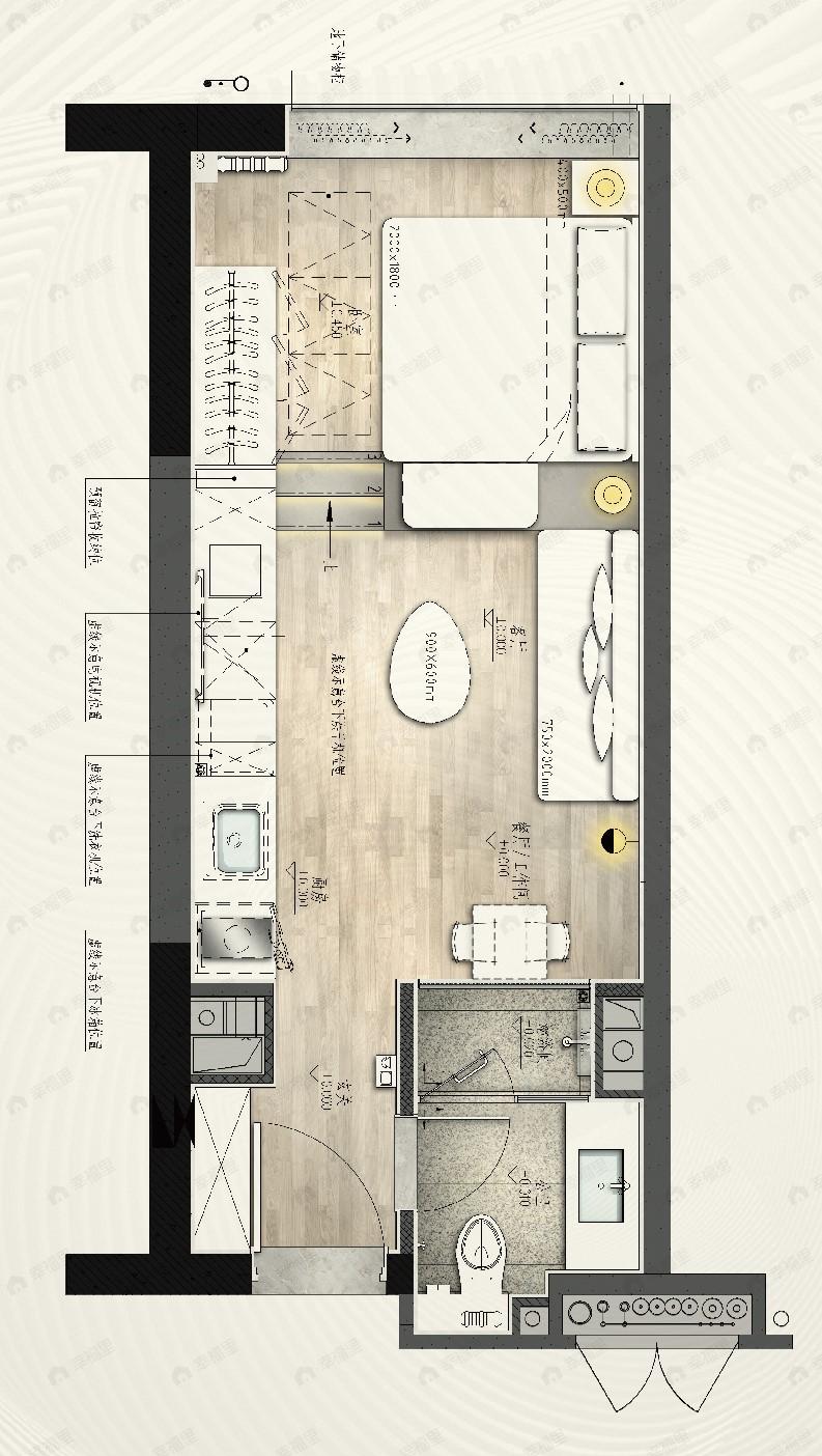 保利大都汇1室1厅1卫户型图