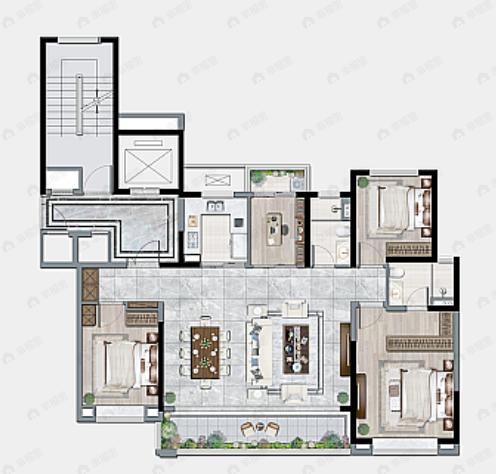远洋万和云著4室2厅2卫户型图