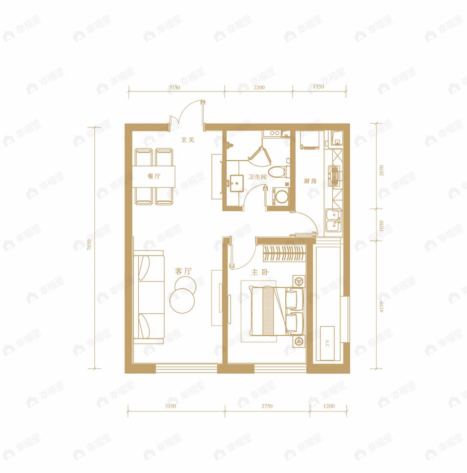 天润福熙大道1室1厅1卫户型图