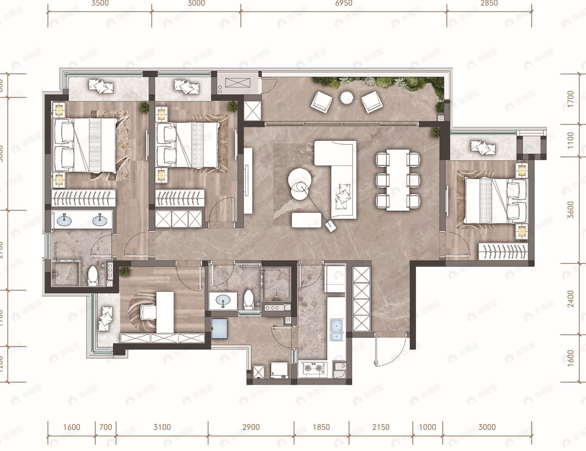 西派宸樾4室2厅2卫户型图