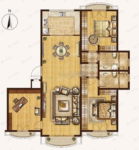 鲁信随珠花园3室2厅2卫户型图