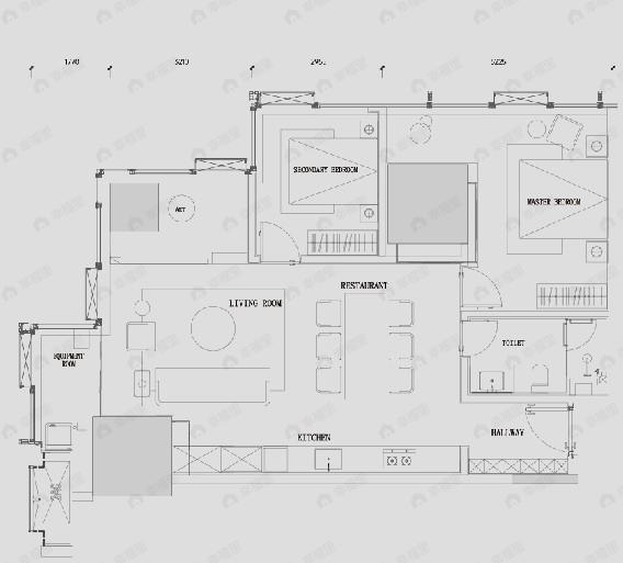 2室1厅1卫建面139平北|西|东|南户型图