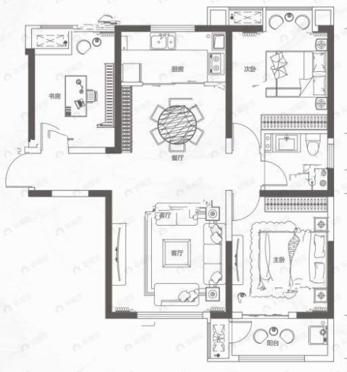 新兴熙园3室2厅1卫户型图