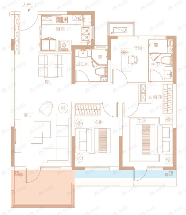 信联天地金水云麓3室2厅2卫户型图