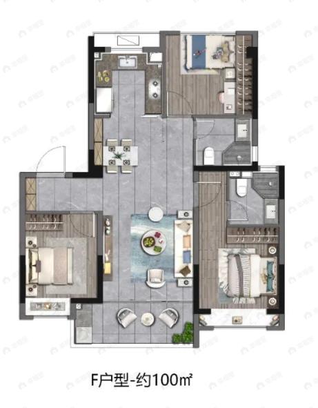 中国铁建·熙语3室2厅2卫户型图