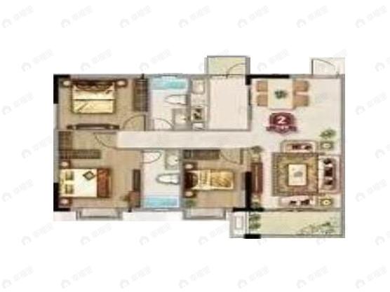 富雅都市华庭3室2厅2卫户型图