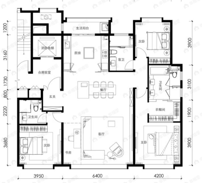 梅江壹号院一期3室2厅3卫户型图