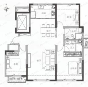 中海河山郡3室2厅2卫户型图