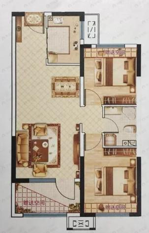 荣盛和悦名邸2室2厅1卫户型图