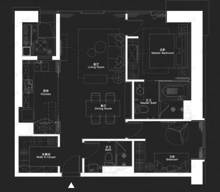 环球西安中心2室2厅2卫户型图