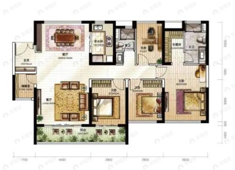 会展湾·东城4室2厅2卫户型图