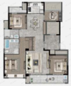 蓝城春风和院4室2厅2卫户型图
