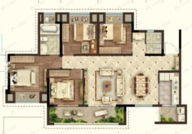 北京城建龙樾生态城4室2厅2卫户型图