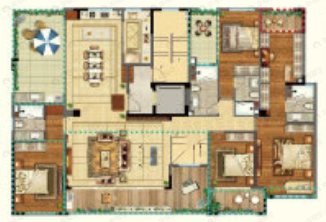 5室2厅4卫建面177平户型图