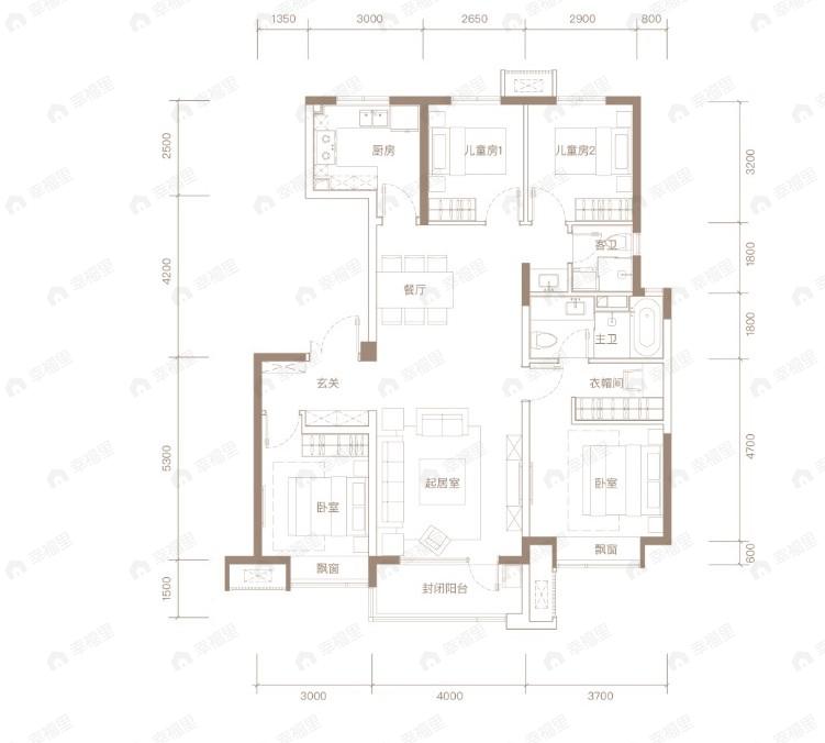 富力首开金禧璞瑅4室2厅2卫户型图