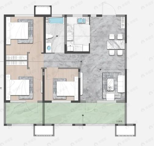 石榴玉兰湾曦园3室2厅1卫户型图