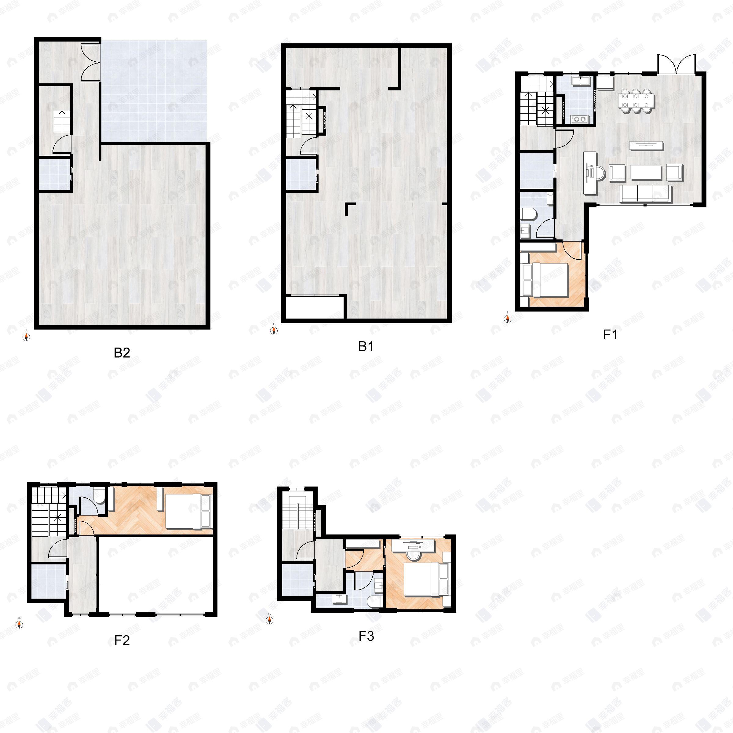 3室2厅3卫建面490m²南|北户型图