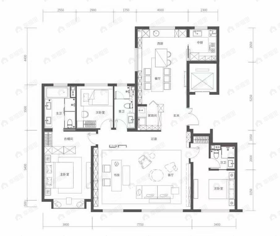 海淀幸福里4室2厅3卫户型图