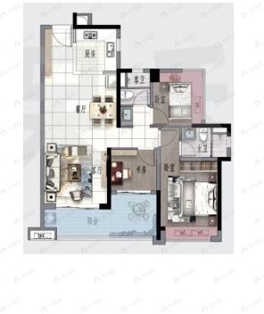 保利翔龙天汇3室2厅2卫户型图