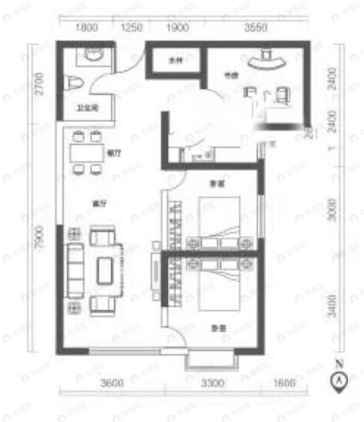 树人莱雅居3室2厅1卫户型图