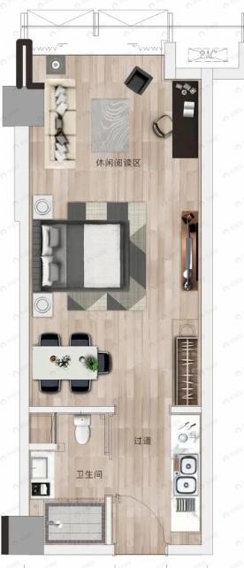 瀚德IBC汇智广场1室1厅1卫户型图