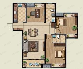 玉潭花溪3室2厅2卫户型图