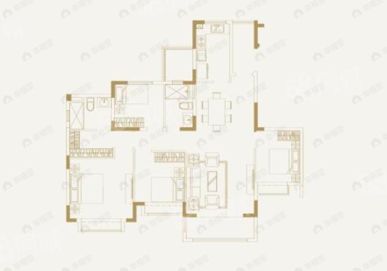 恒大珺睿庭4室2厅2卫户型图