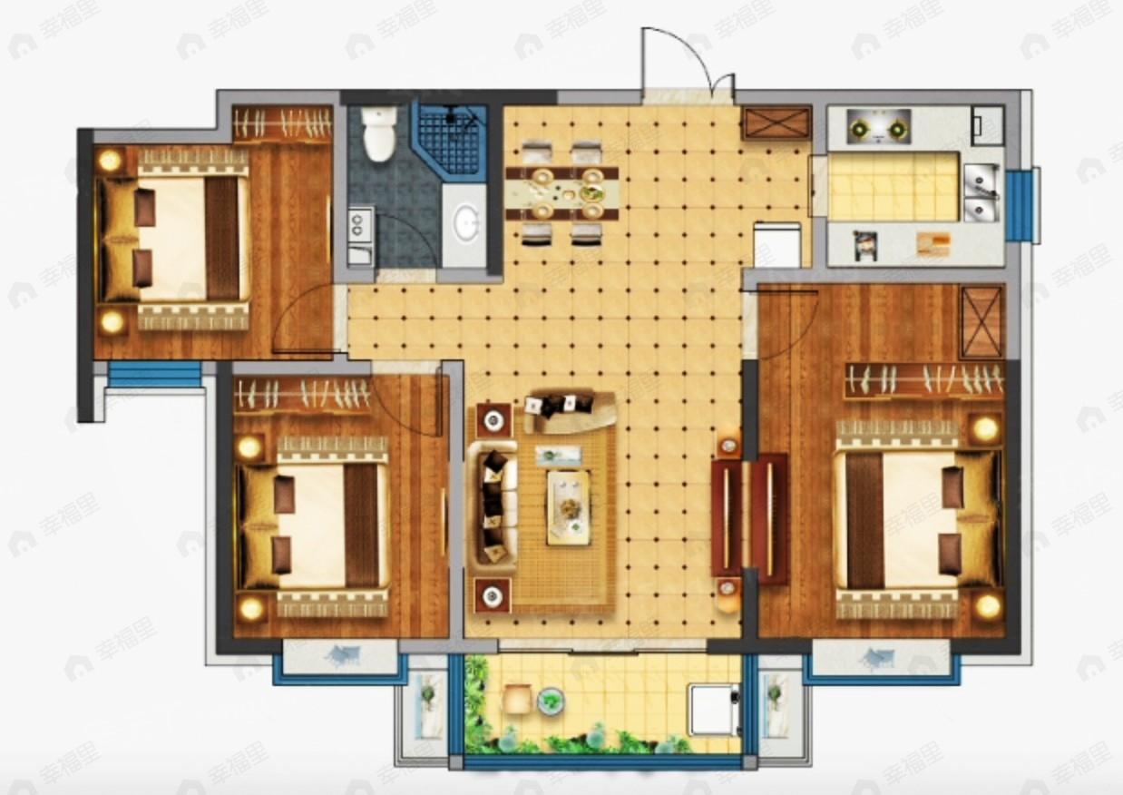 城乡居壹号苑3室2厅1卫户型图