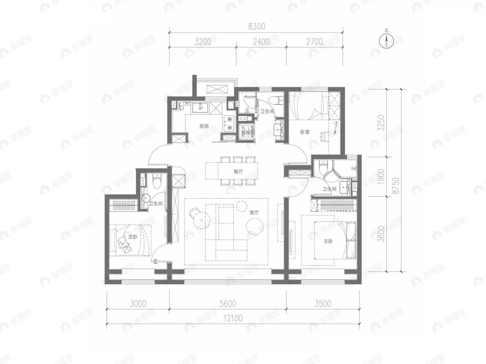 金隅昆泰云筑3室2厅3卫户型图