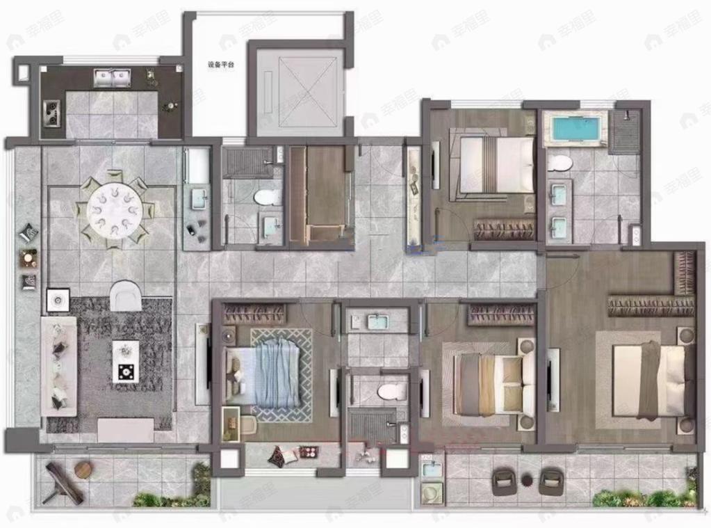 阳光城金科玖珑悦4室2厅3卫户型图