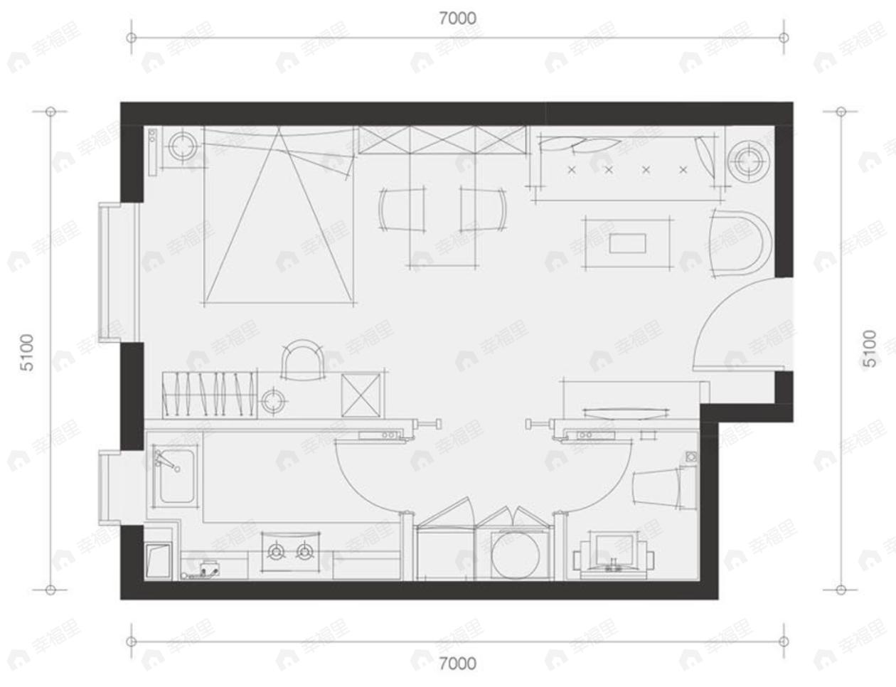 东亚尚品台湖1室1厅1卫户型图