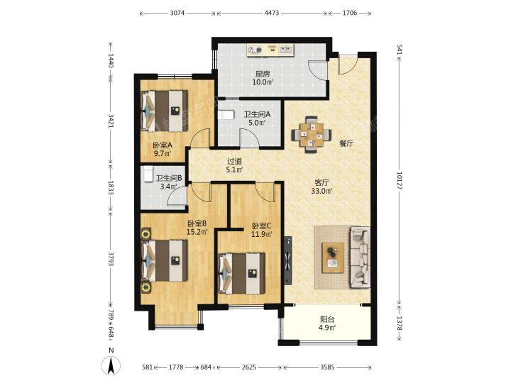 整租·水岸花城水半湾