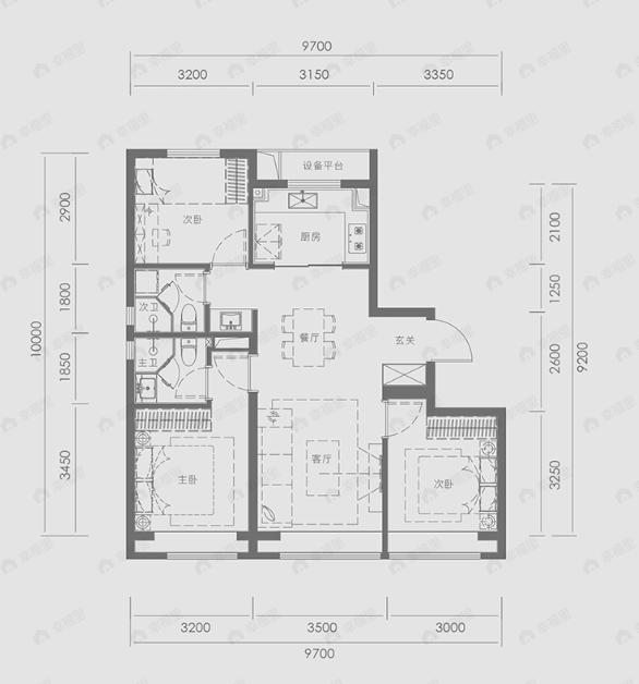 绿城晓风印月3室2厅2卫户型图