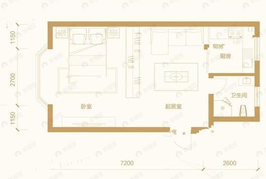 水郡花都1室1厅1卫户型图