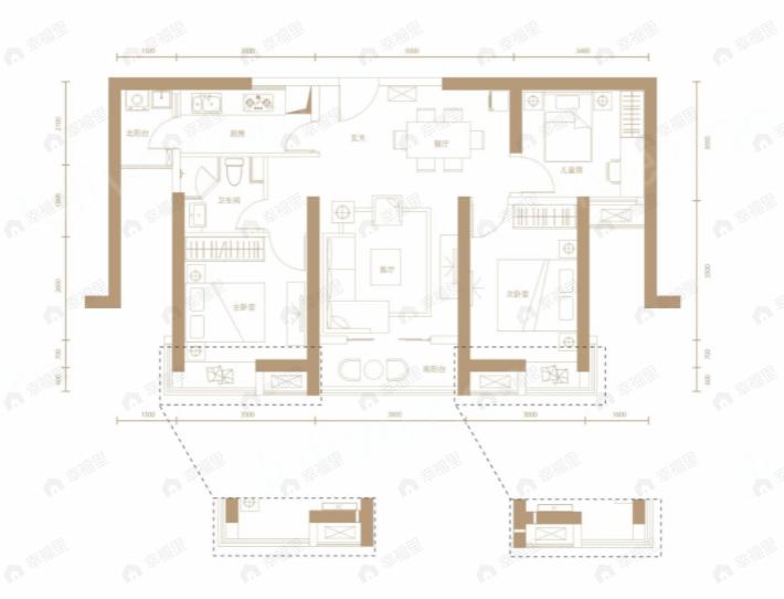 御江壹品青山印3室2厅1卫户型图