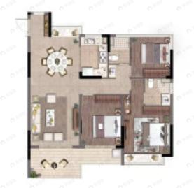 新湖曦湾春晓3室2厅2卫户型图