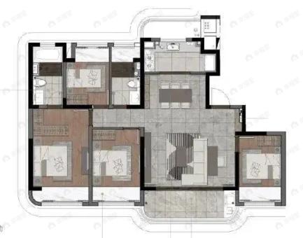 中国铁建花语云萃华庭4室2厅2卫户型图