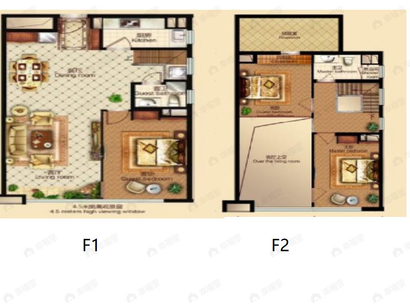 3室2厅2卫建面90平户型图