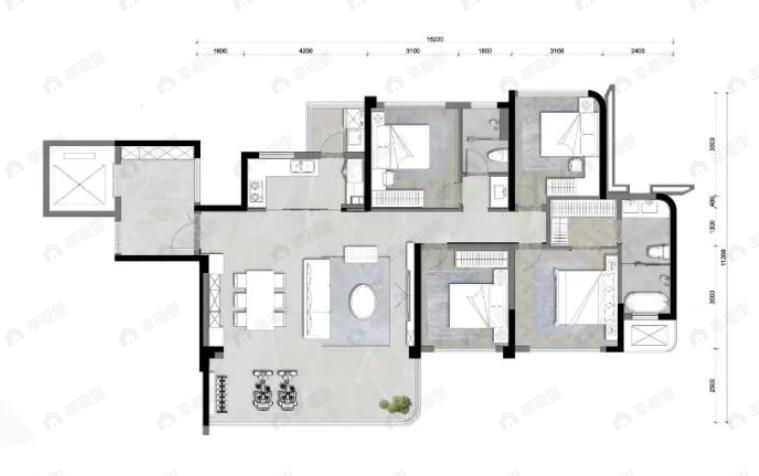 新绿启境4室2厅2卫户型图