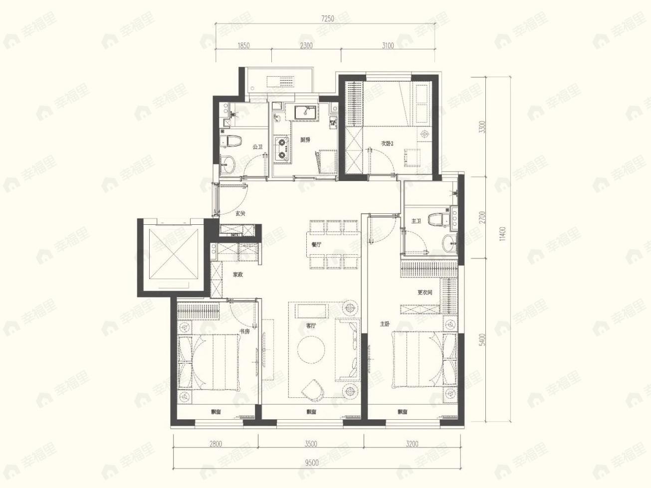 建发珺和府3室2厅2卫户型图