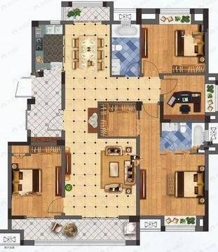 洺悦华府4室2厅2卫户型图