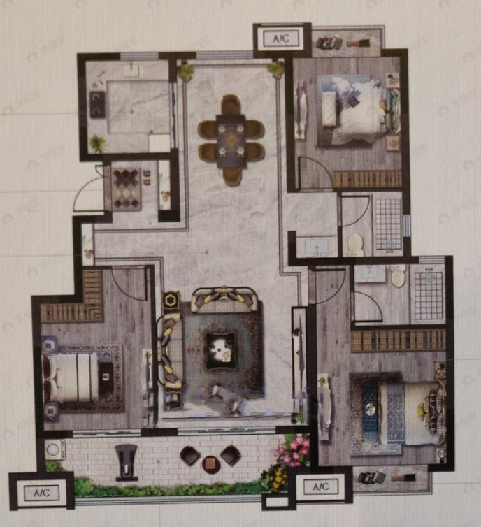赣电贵府3室2厅2卫户型图