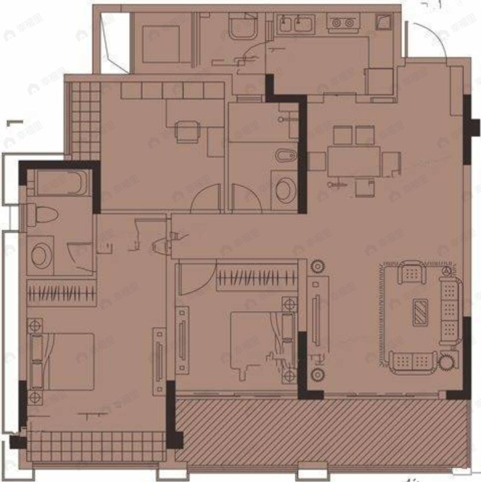 锦澜邸3室2厅2卫户型图