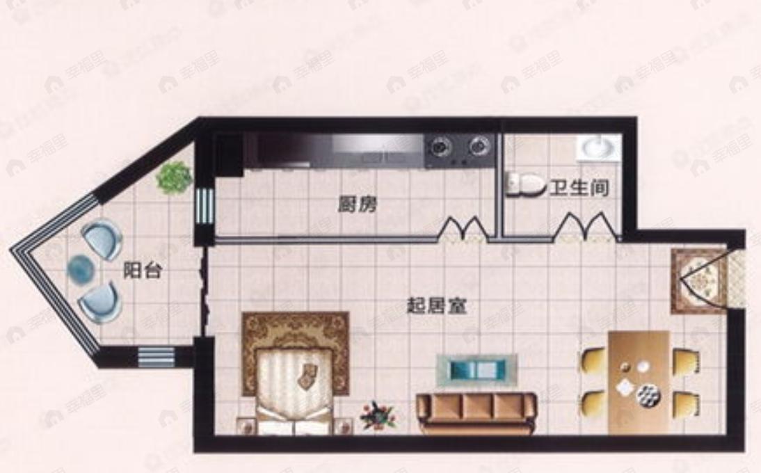 范阳世纪城1室1厅1卫户型图