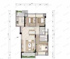 北辰悦来壹号3室2厅2卫户型图