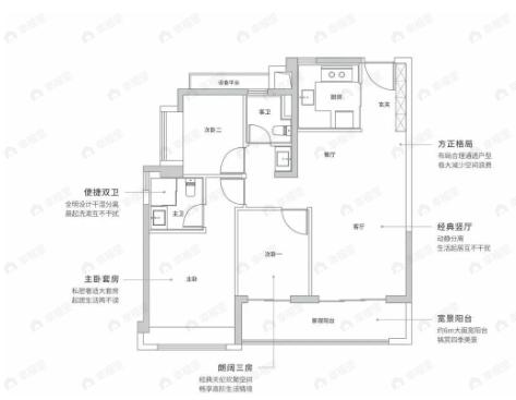 深业颐樾府3室2厅2卫户型图
