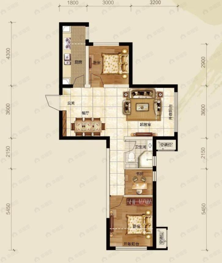 富力盛悦府3室2厅1卫户型图