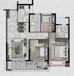 旭辉瓯江城3室2厅2卫户型图