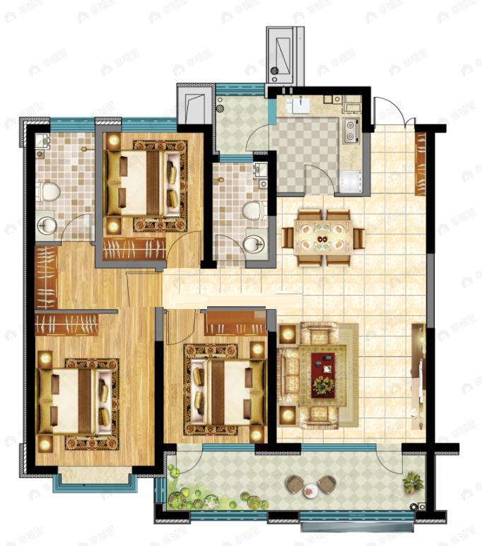 金柏悦海3室2厅2卫户型图